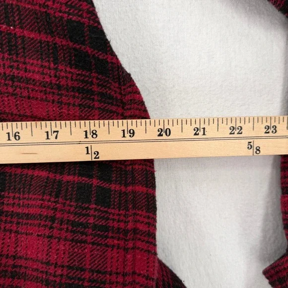 R13 Tie Flannel Midi Shirt Dress Women XS Red Black Plaid Grunge Asymmetric - Picture 15 of 16